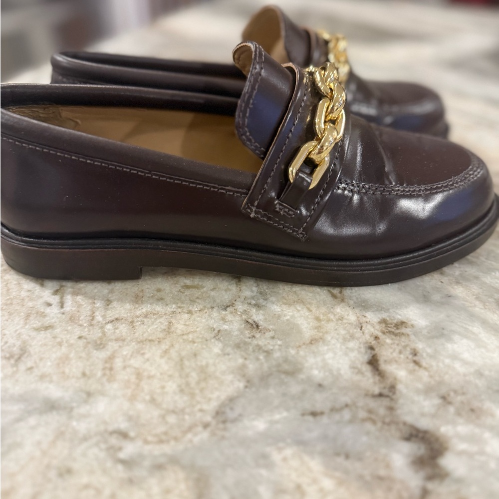 EUC Schutz leather sole work shoes gorgeous brown with chain detailing - Picture 3 of 5